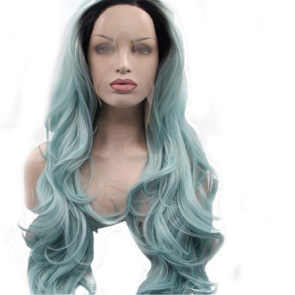 24” Ombre Blue Lacefront body wavy wig NEW